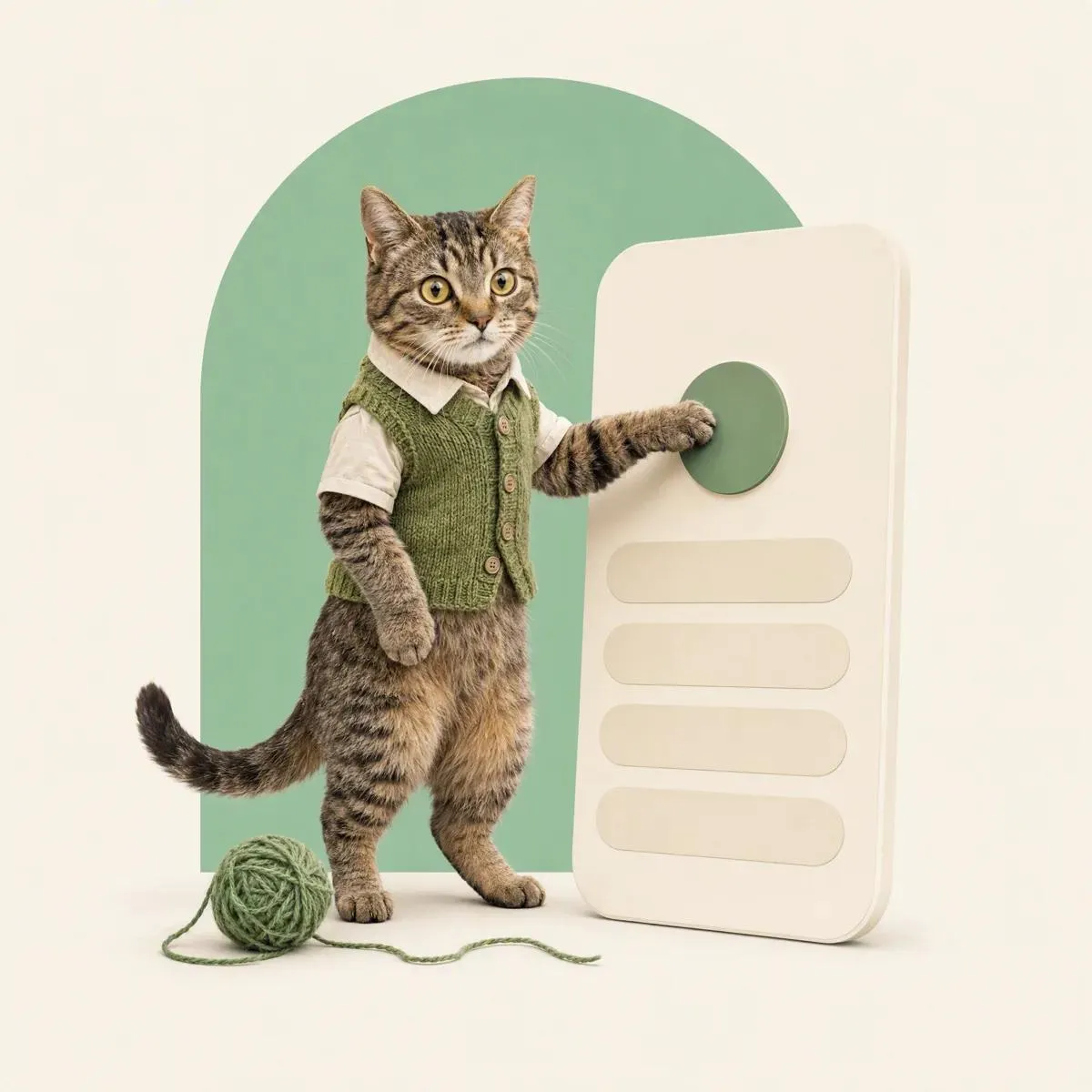The Knit cat pressing the button on a consent screen